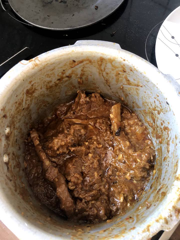 Lamb rogan josh; cooked the onions and garlic till the oil separated before putting in the lamb ribs